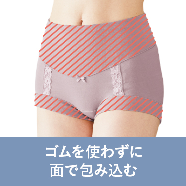 ゴムを使わずに面で包み込む
