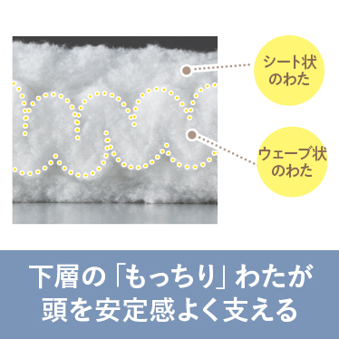下層の「もっちり」わたが頭を安定感よく支える