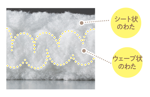 下層の「もっちり」わたが、頭を安定感よく支える。
