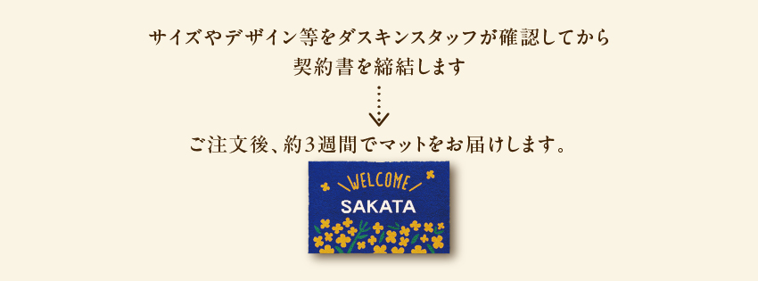 サイズやデザイン等をダスキンスタッフが確認してから契約書を締結します