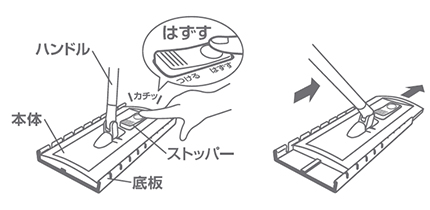 ハンドルの本体と底板の取りはずし方