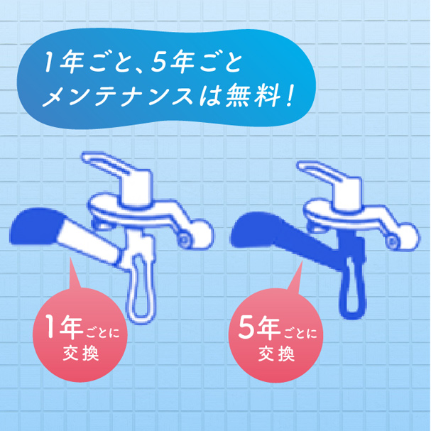 1年ごと、5年ごとメンテナンスは無料！