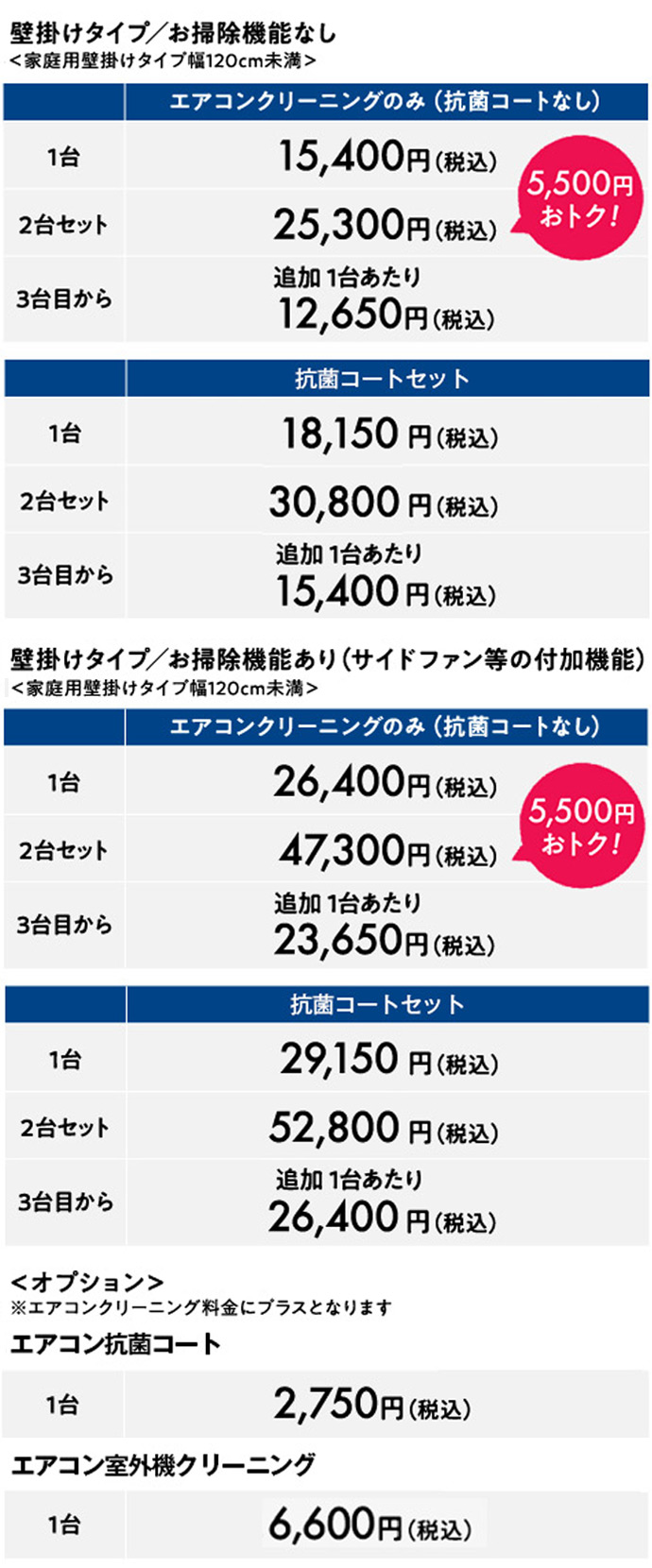 壁掛けタイプ/お掃除機能なし
