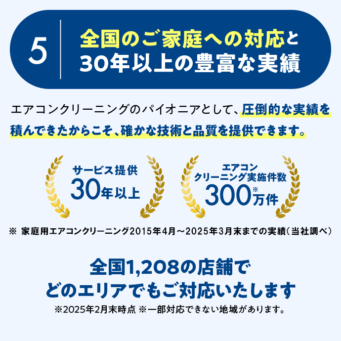全国のご家庭への対応と30年以上の豊富な実績