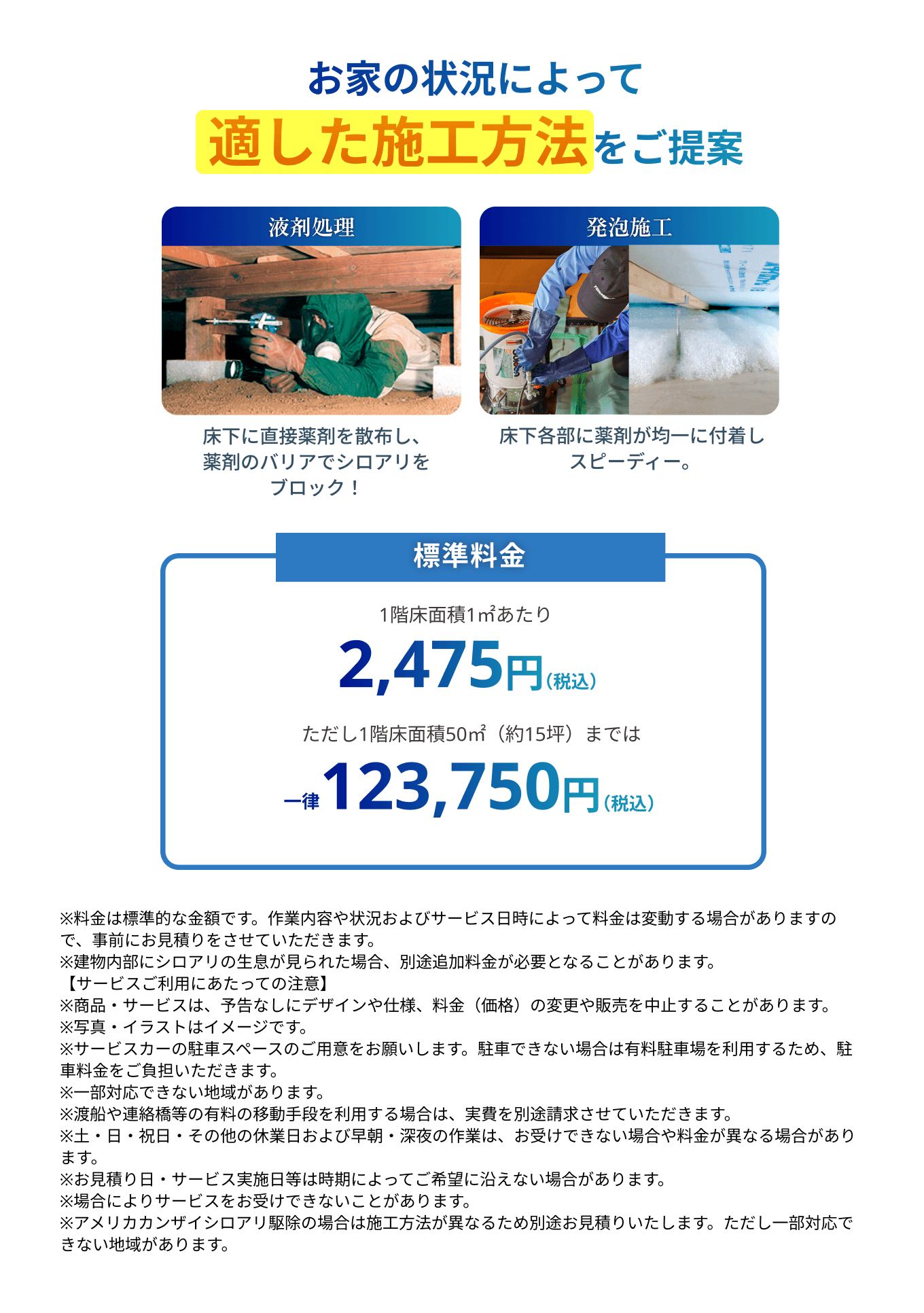 お家の状況によって適した施工方法をご提案