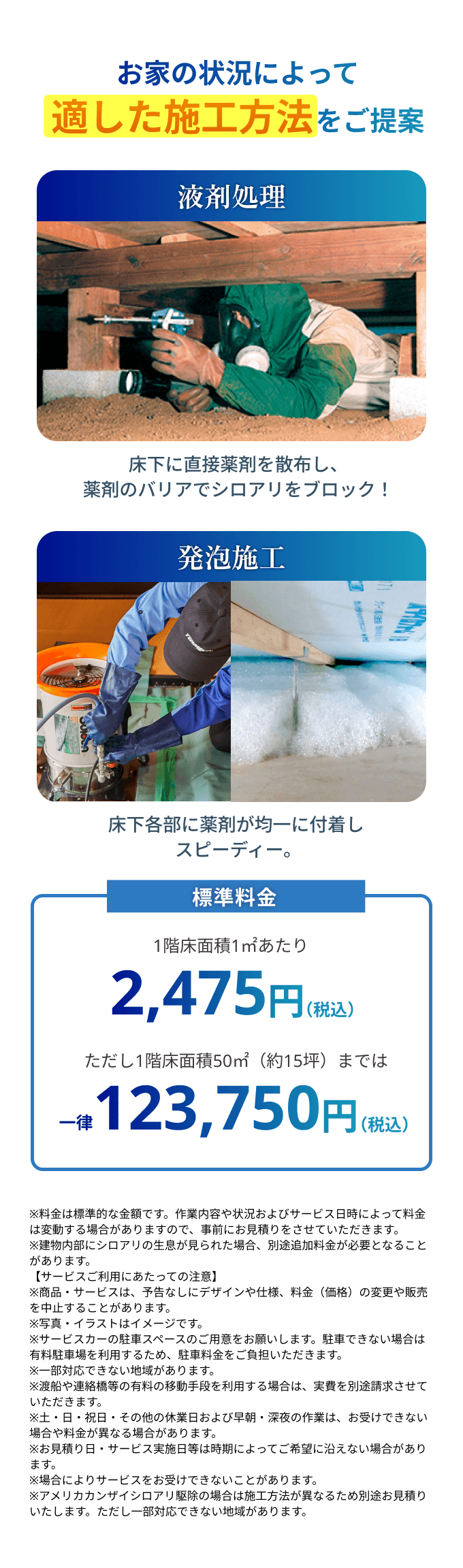 お家の状況によって適した施工方法をご提案
